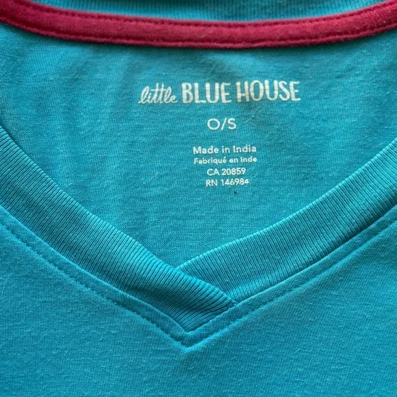 Yoga Bear Bright Blue Pajama Shirt 100% Cotton Bears Yoga Fun Cute - Picture 5 of 7